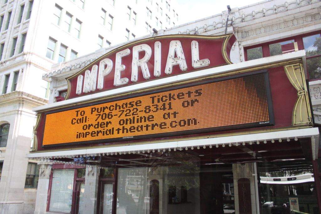 Theater marquis with letters spelling Imperial